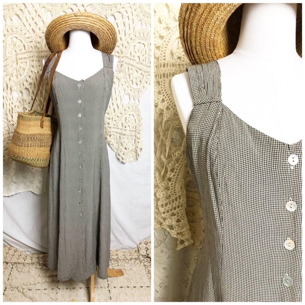 VNTG | micro gingham maxi